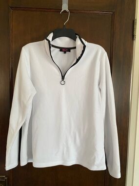 Women’s White Quarter-Zip Pullover with Black Trim